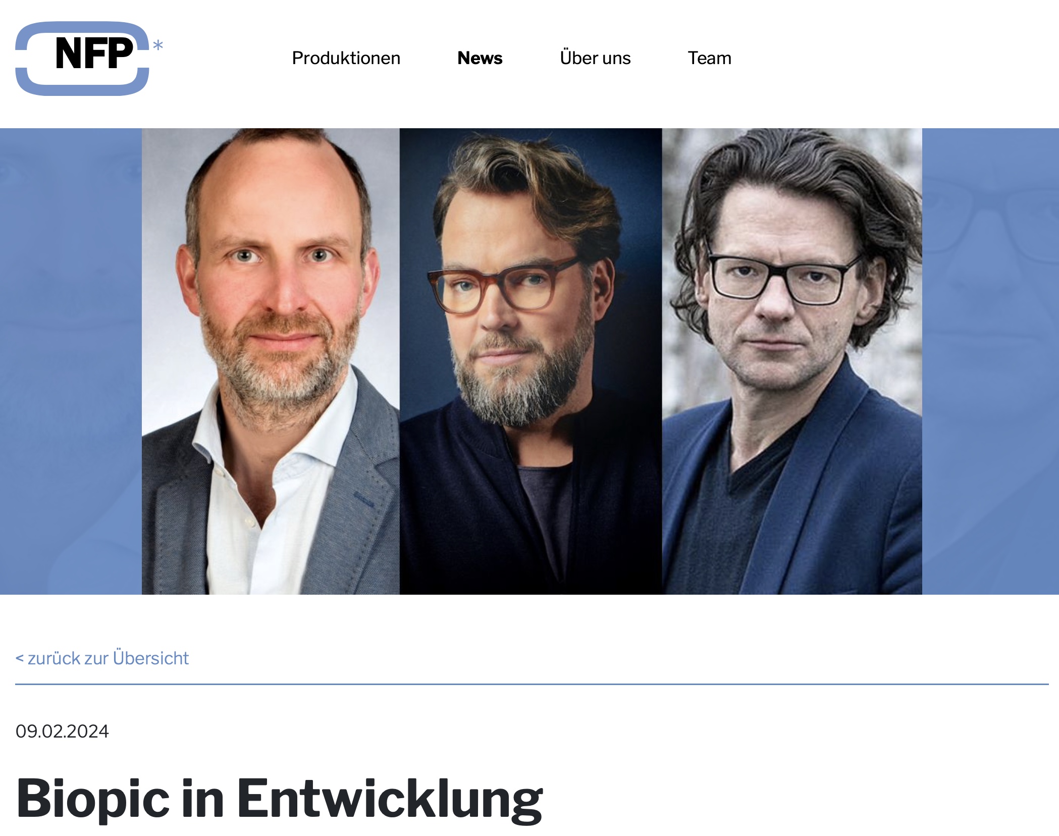 NFP entwickelt zusammen mit Kai Hafenmeister und Lars Montag neuen Biopic